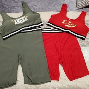 No Boundaries Junior Shorts Set - Olive and Red